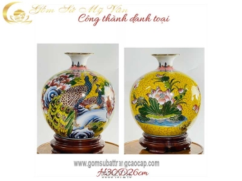 Bình hút tài lộc Công Thành Danh Toại mẫu 8 đun khử cao cấp gốm sứ Bát Tràng